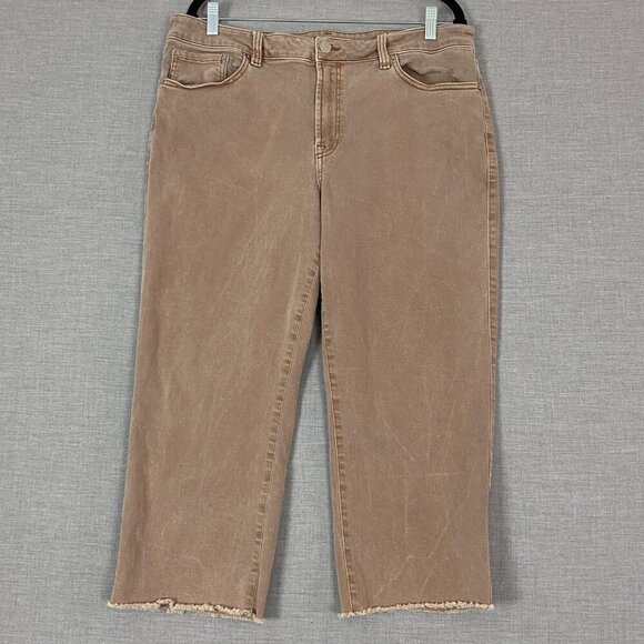 R Jeans Super High Rise Jeans Cropped Raw Hem Sz 34 Petite Skater Length Brown - Picture 1 of 11